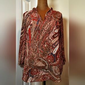 Chaps Red Paisley Print Women's Top